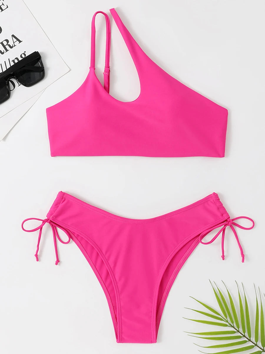 One Shoulder Bikini Set with Cut-Out Design – Sexy & Supportive Swimwear for Women - 3KDyn